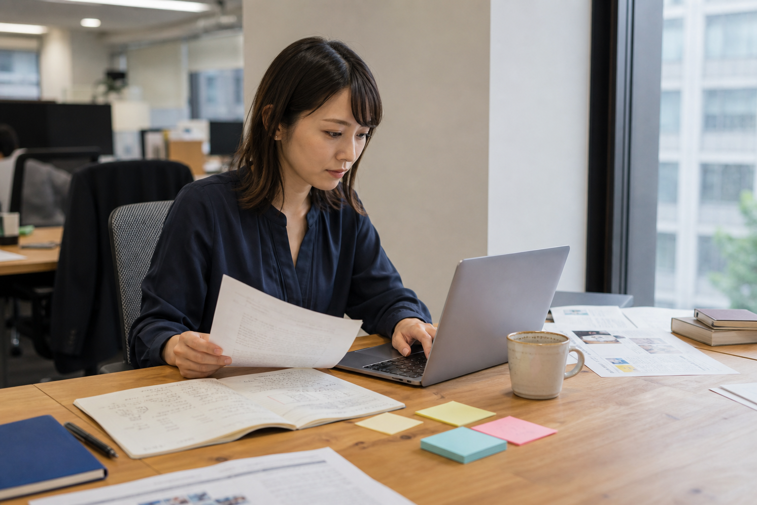 日本人マーケティング担当者がトピック選定から記事完成までを確認する画面